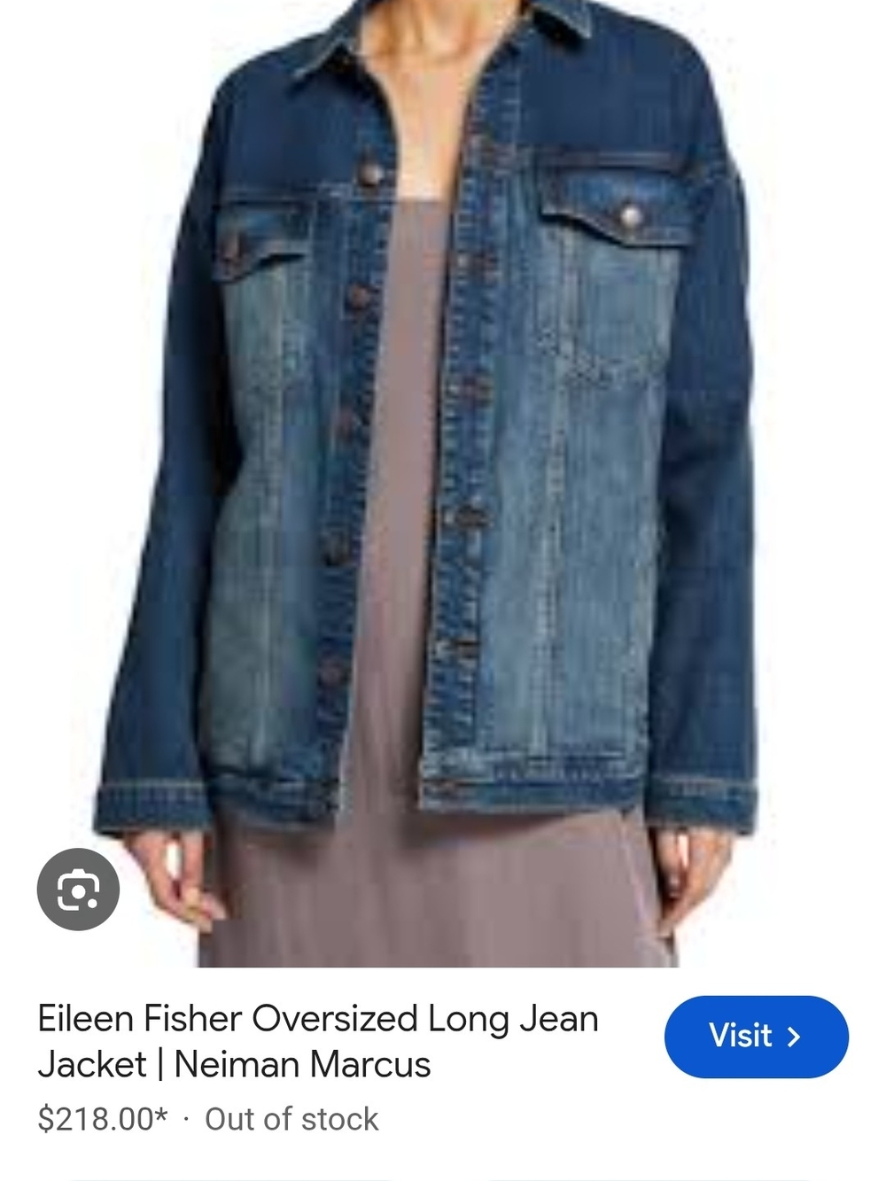 Eileen Fisher Two-Tone Denim Jacket in Dark and Medium Blue